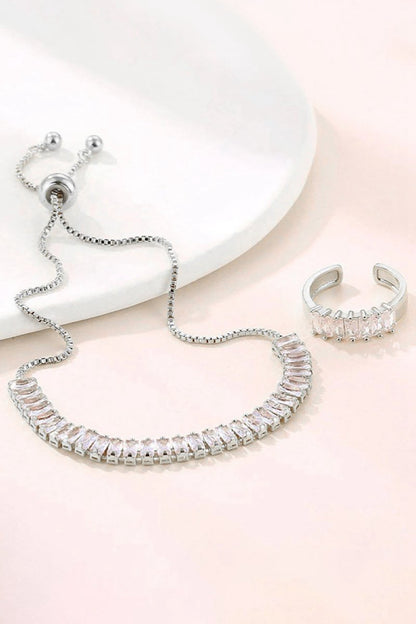 Colorful Rhinestone Bracelet Earring Party Set