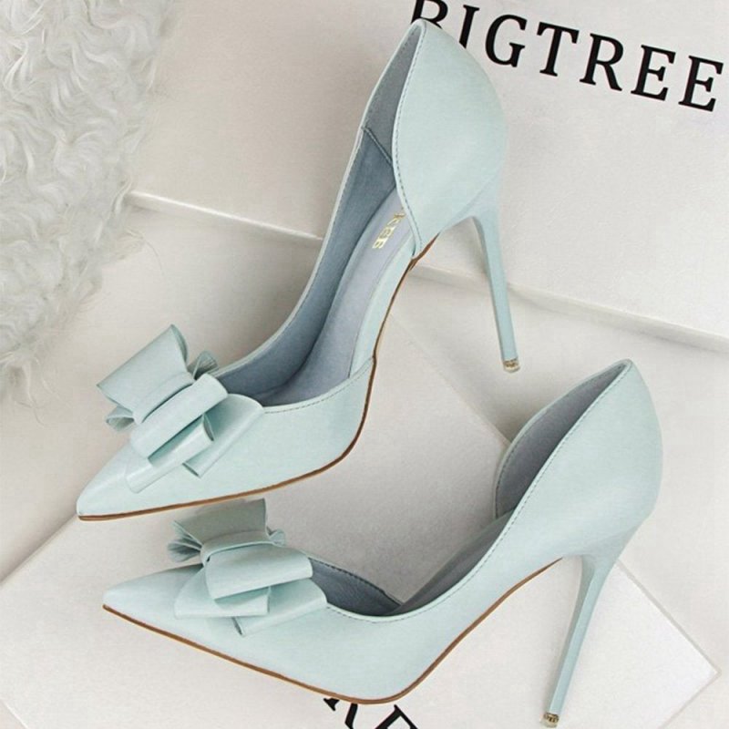 Sweet Bow Pointed Side Hollow High Heels