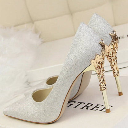 Shallow Metal Stiletto Heels