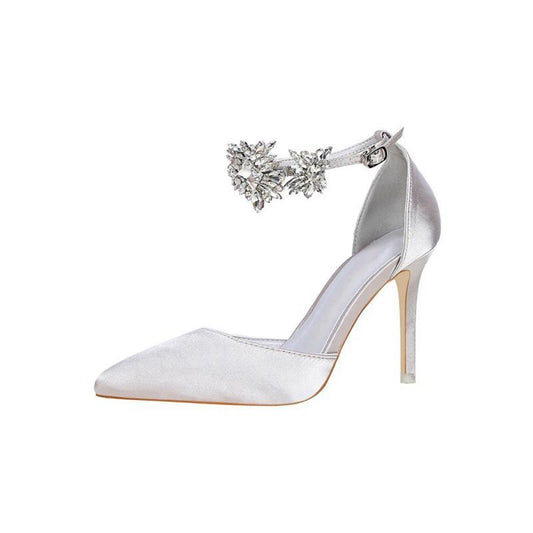 Ankle Strap Prom Heels with Crystals