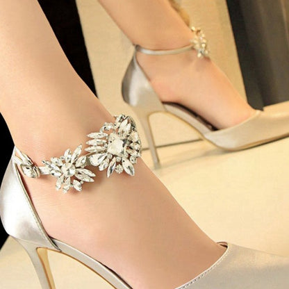 Ankle Strap Prom Heels with Crystals