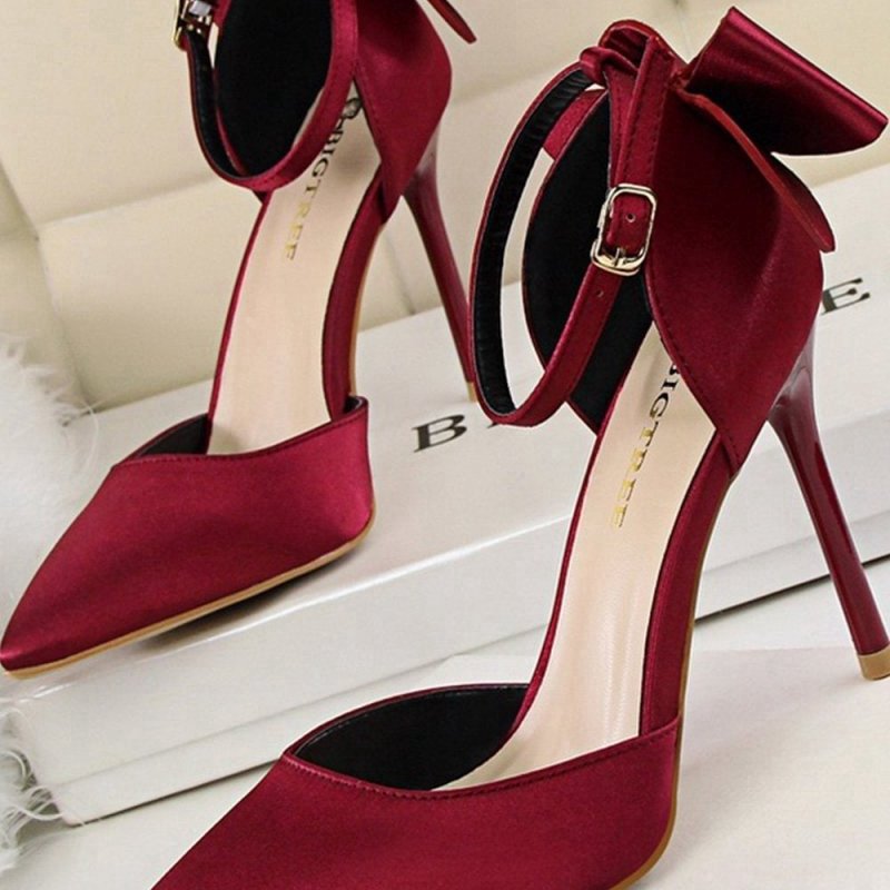 Satin Prom Heels with Bowknot