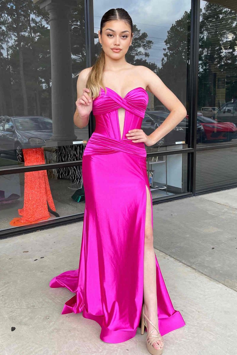 Sweetheart Satin Mermaid Long Prom Dresses