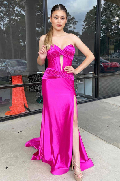 Sweetheart Satin Mermaid Long Prom Dresses