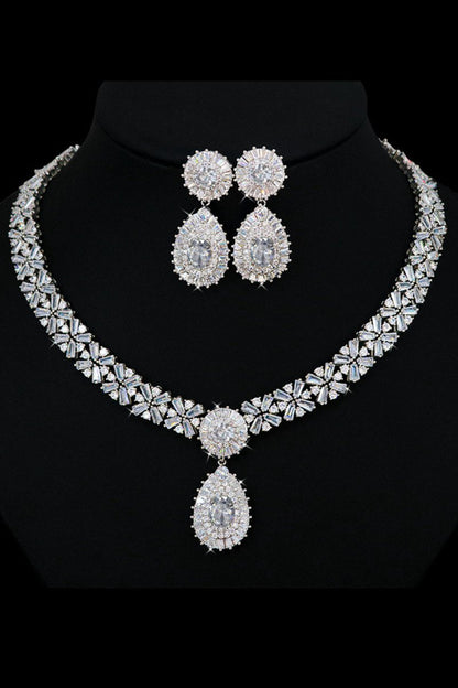 Royal Crystal Necklace Earring Jewelry Set