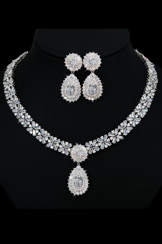 Royal Crystal Necklace Earring Jewelry Set