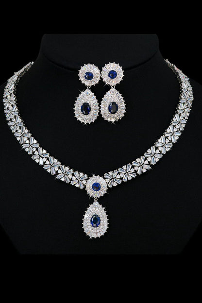Royal Crystal Necklace Earring Jewelry Set