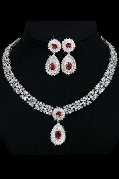 Royal Crystal Necklace Earring Jewelry Set