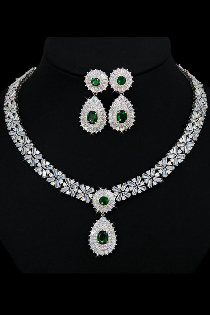 Royal Crystal Necklace Earring Jewelry Set