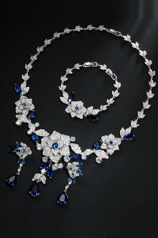 Royal Flower Bracelet Necklace Jewelry Set