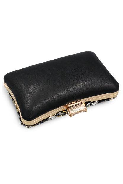Black Beaded Shoulder Chain Evening Clutch