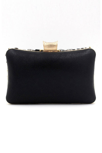 Black Beaded Shoulder Chain Evening Clutch