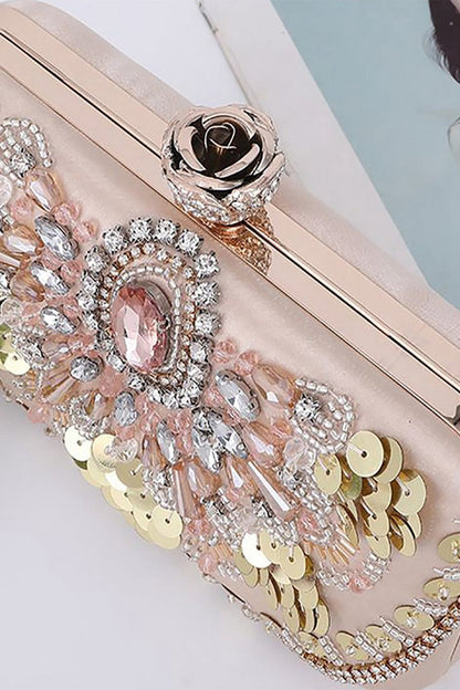 Sequins Rhinestones Square Party Handbag