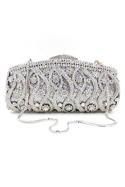 Silver Rhinestones Chain Square Party Handbag
