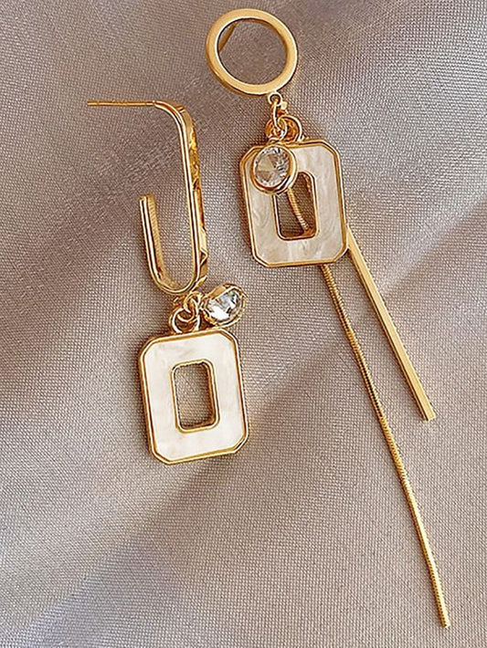 Asymmetric Square Tassel Minimalist Earrings