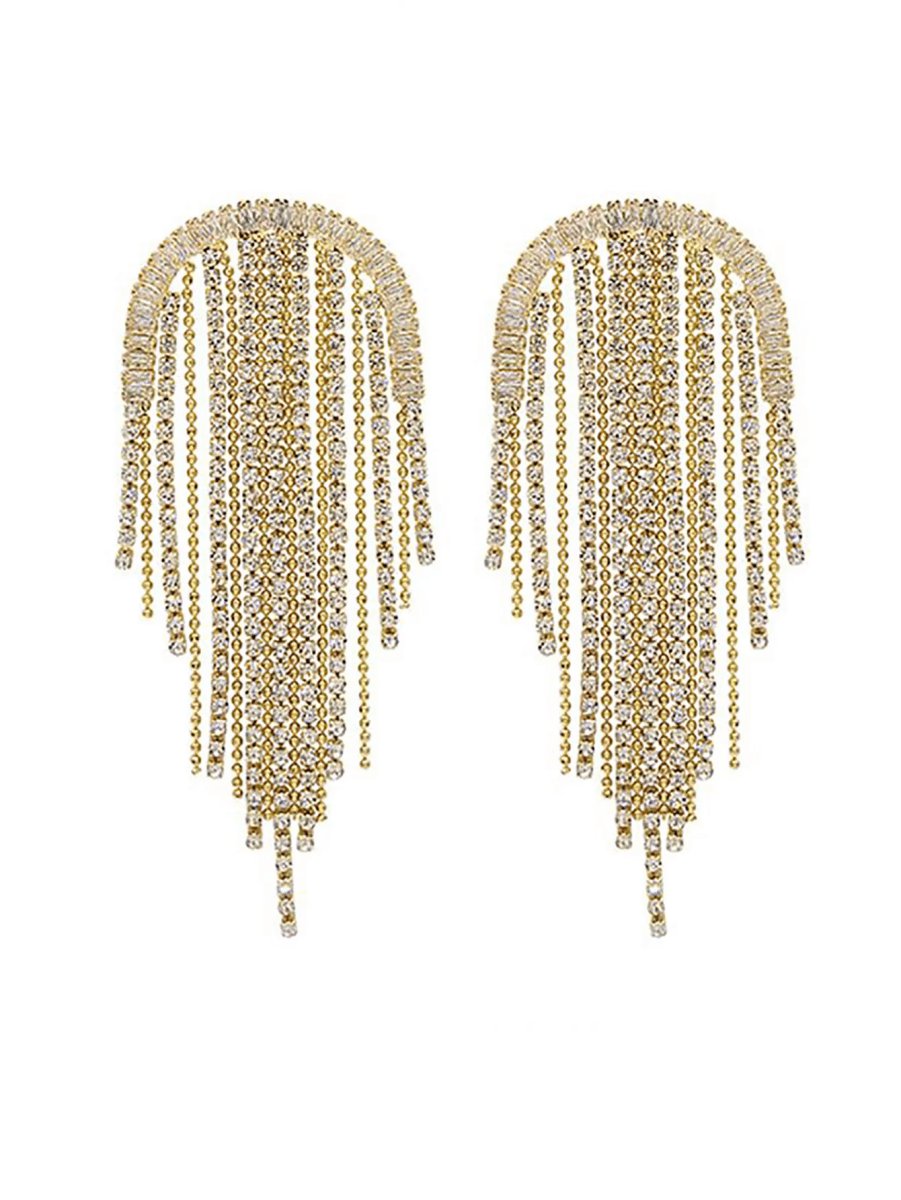 Silver Statement Tassel Long Earrings