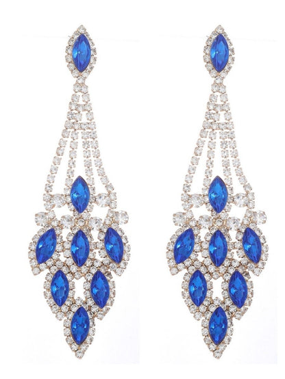 Statement Rhinestones Tassel Long Earrings