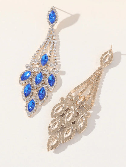 Statement Rhinestones Tassel Long Earrings