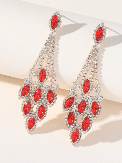 Statement Rhinestones Tassel Long Earrings