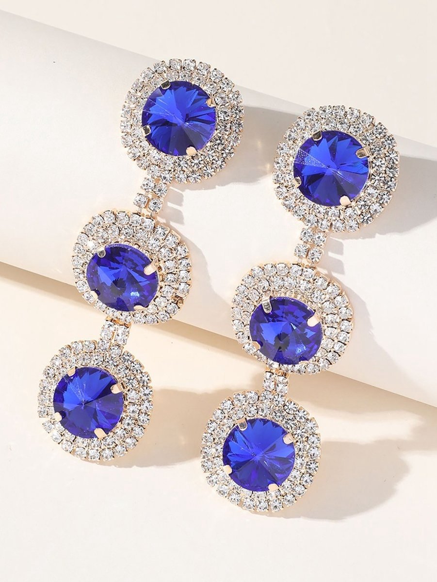 Royal Rhinestones Long Round Earrings