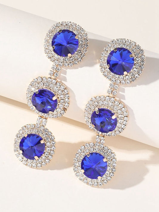 Royal Rhinestones Long Round Earrings