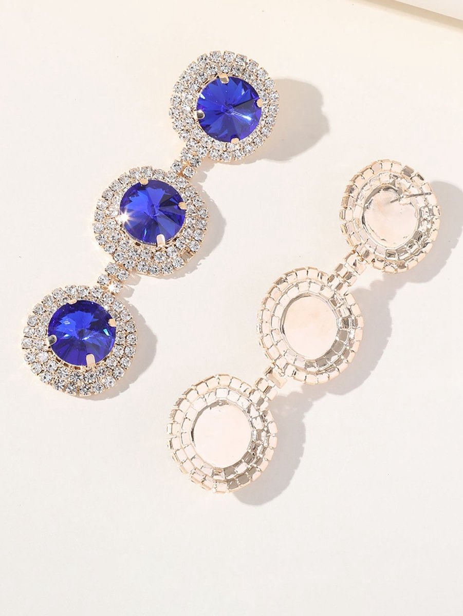 Royal Rhinestones Long Round Earrings