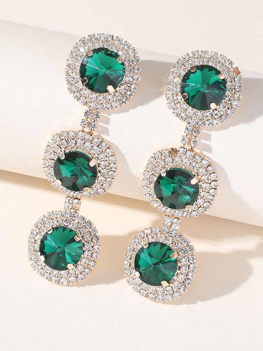 Royal Rhinestones Long Round Earrings
