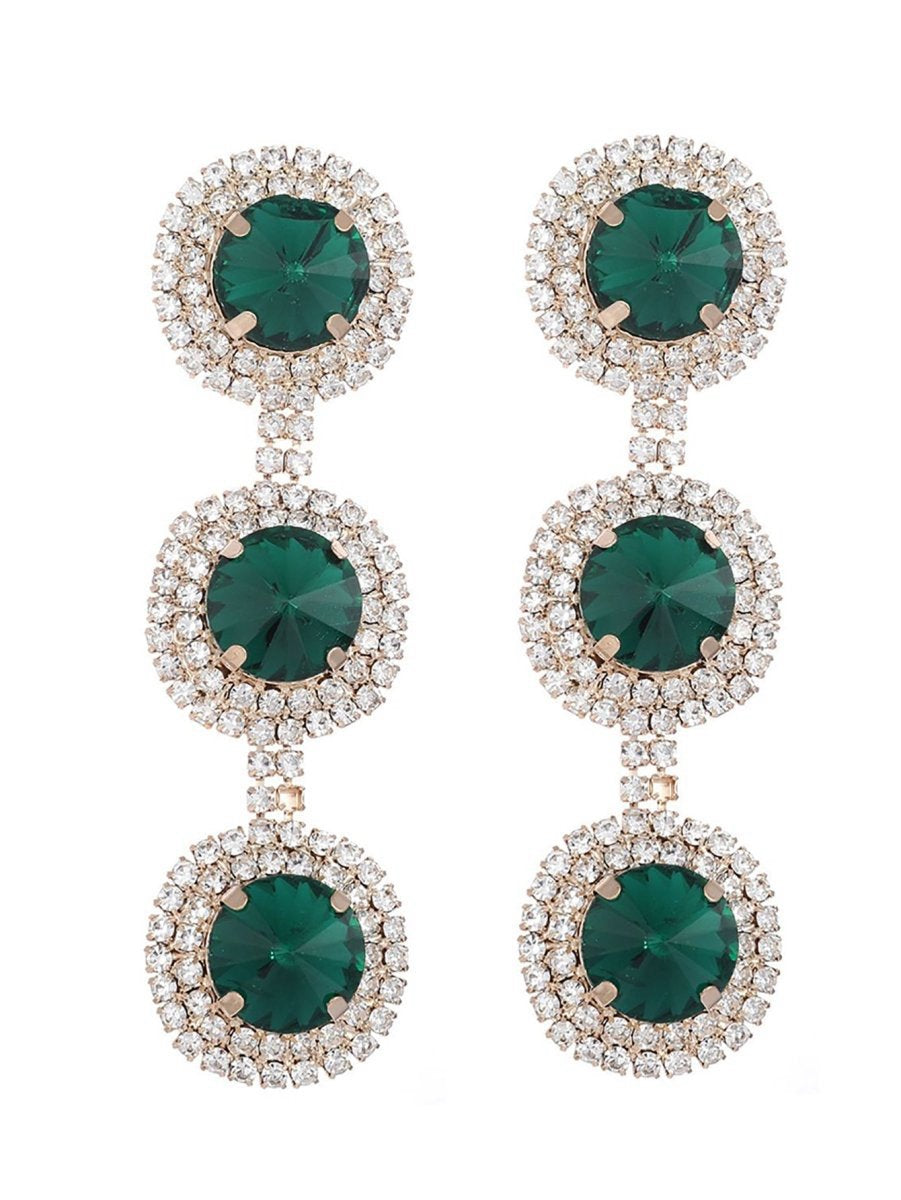 Royal Rhinestones Long Round Earrings