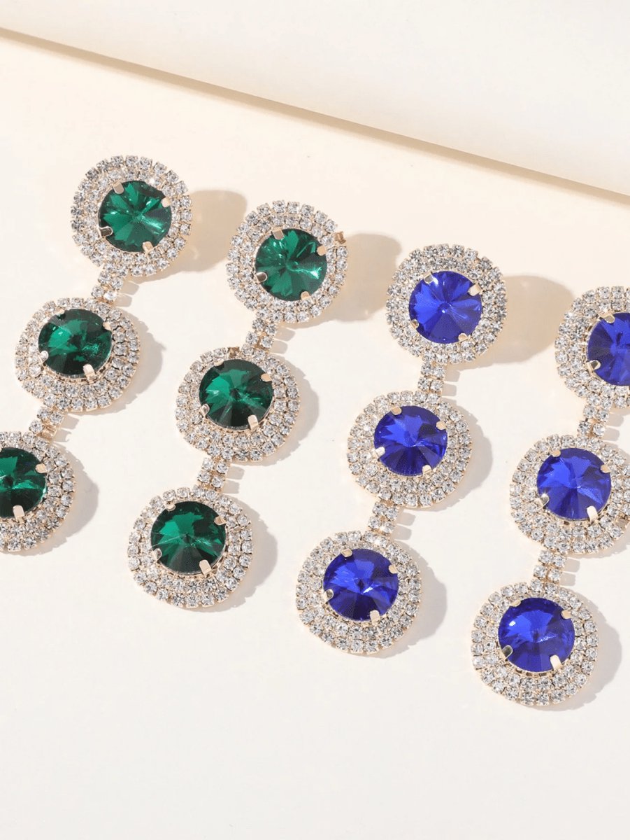 Royal Rhinestones Long Round Earrings