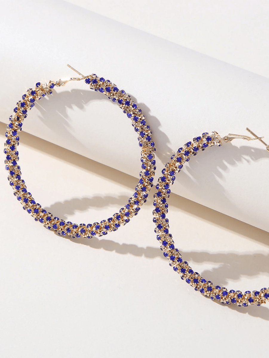 Golden Rhinestones Simple Hoop Earrings