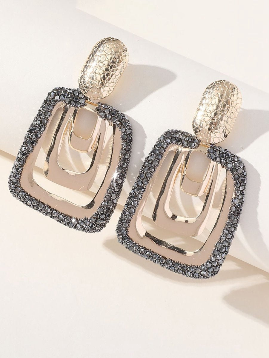 Silver Vintage Square Earrings