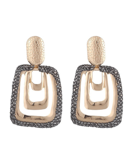 Silver Vintage Square Earrings
