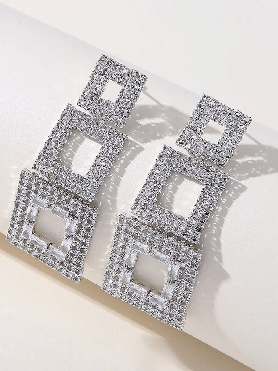 Golden Paneled Square Earrings