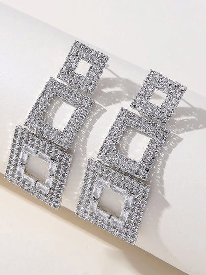 Golden Paneled Square Earrings