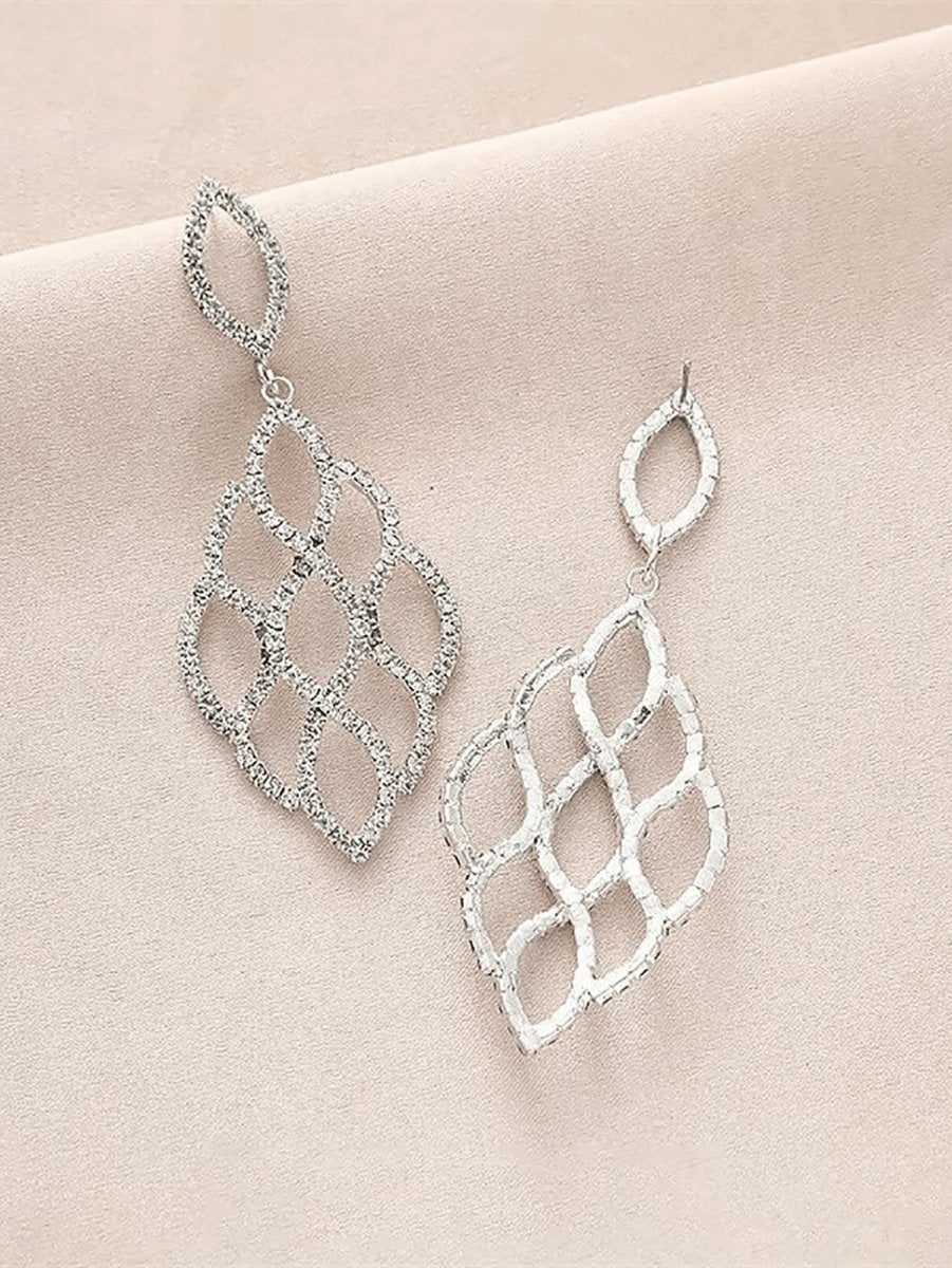 Silver Cutout Leaf Unique Earrings