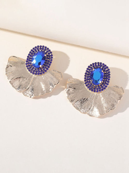 Royal Rhinestones Leaf Floral Oval Earrings