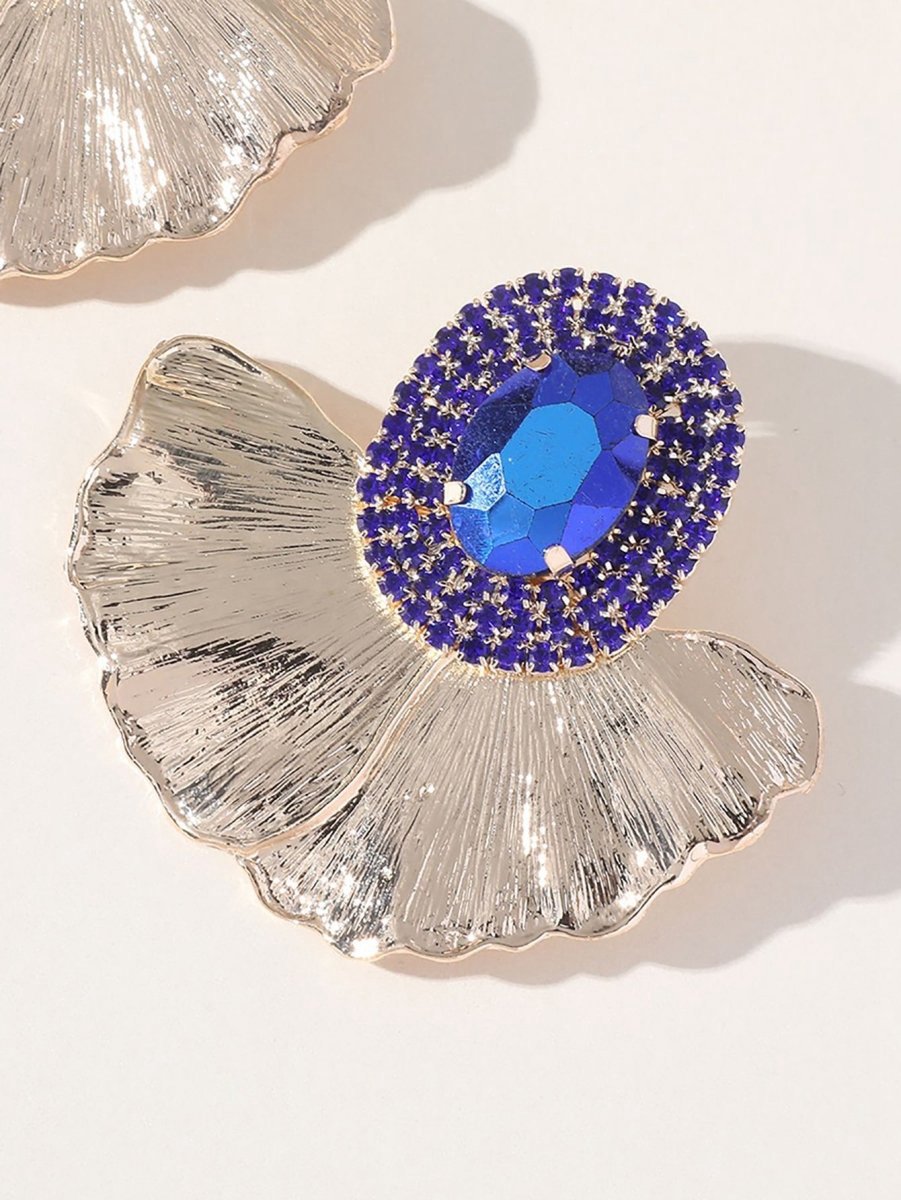 Royal Rhinestones Leaf Floral Oval Earrings