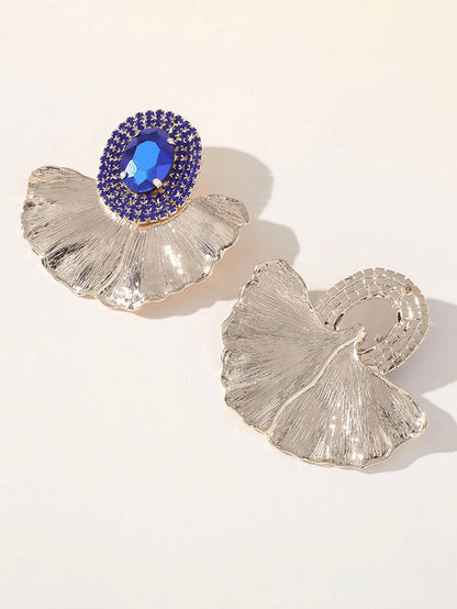 Royal Rhinestones Leaf Floral Oval Earrings