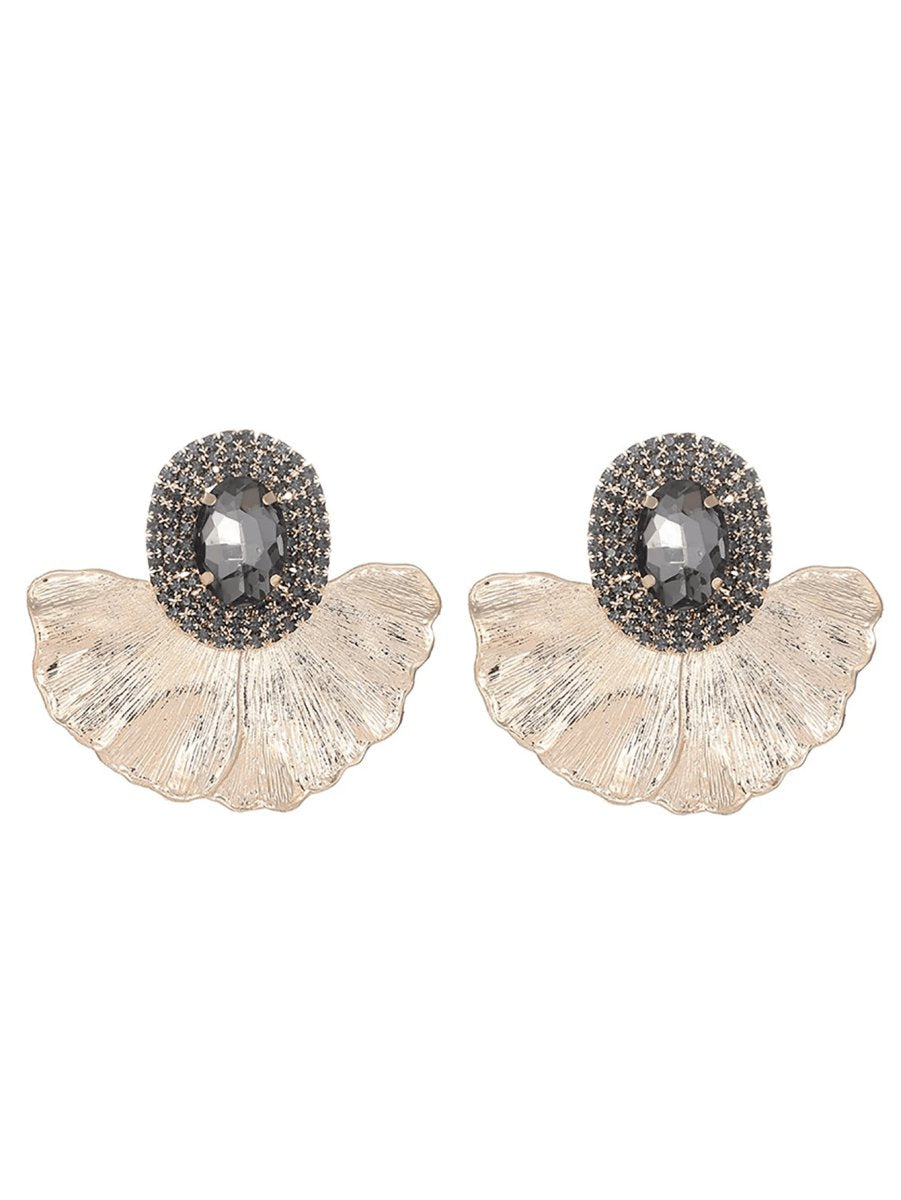 Royal Rhinestones Leaf Floral Oval Earrings