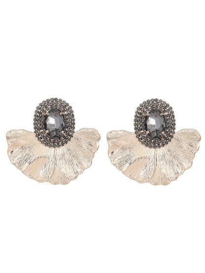 Royal Rhinestones Leaf Floral Oval Earrings