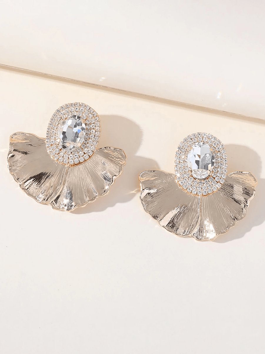 Royal Rhinestones Leaf Floral Oval Earrings