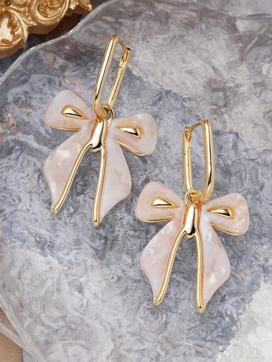 White Cute Bow Earrings