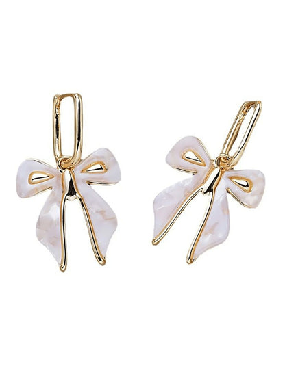 White Cute Bow Earrings