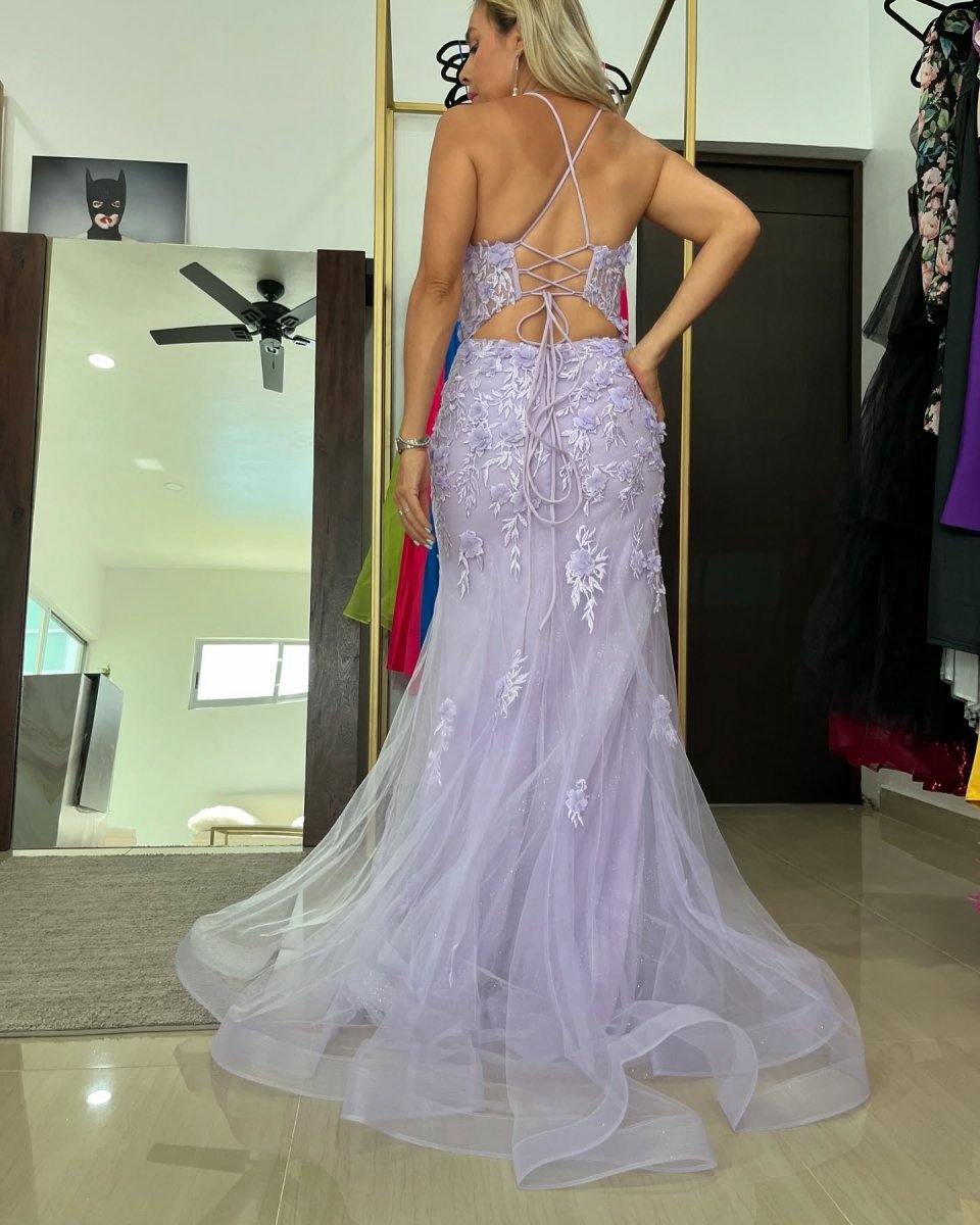 Mermaid Scoop Neck Prom Dresses with Appliques