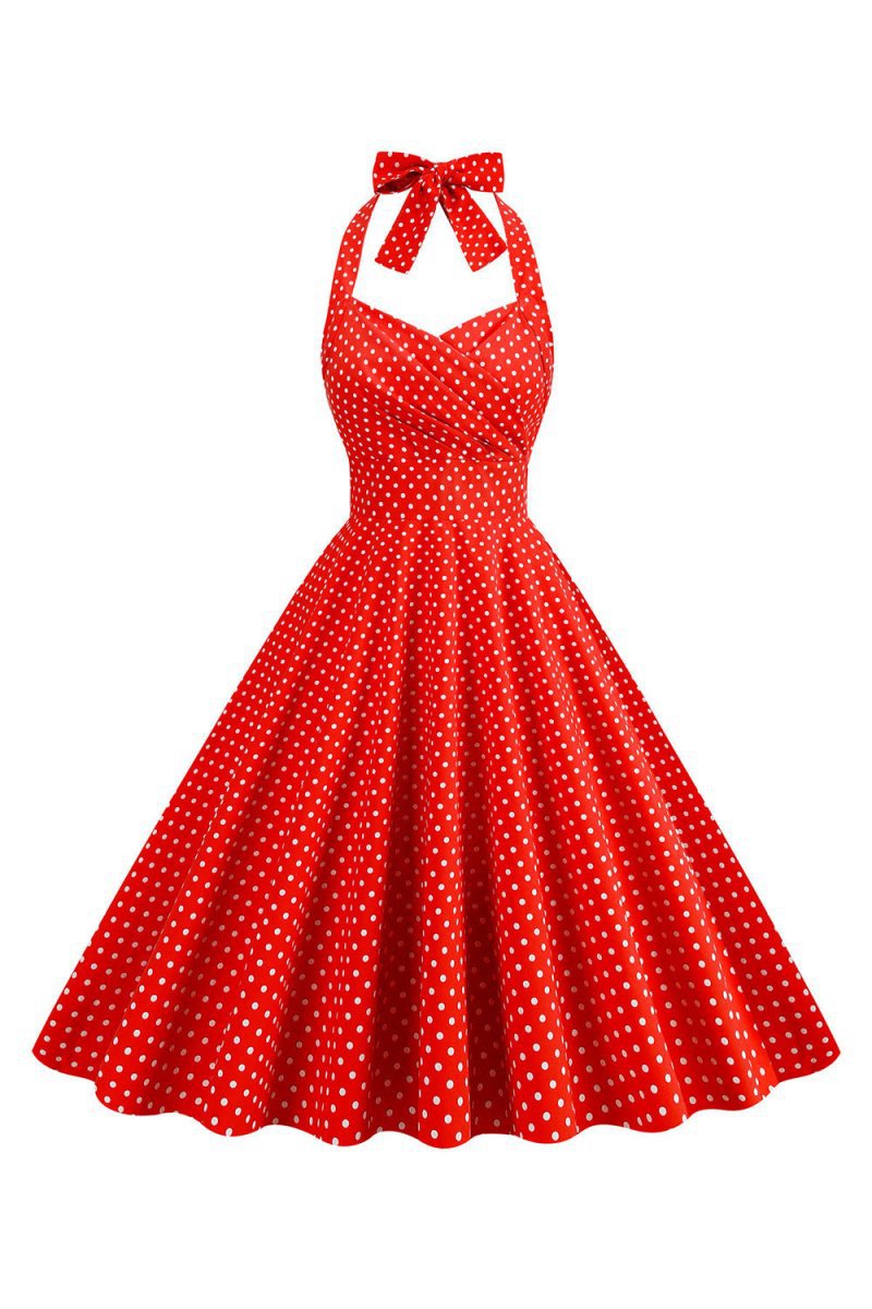 Halter Polka Dots 1950s Dresses