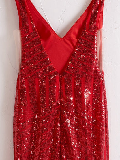 Deep V Neck Sequins Mermaid Long Prom Dresses