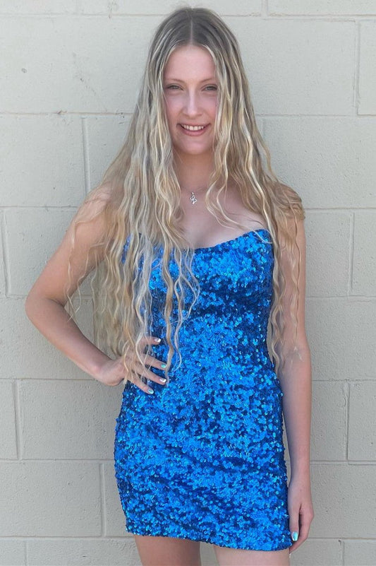 Strapless Sequin Mini Homecoming Dresses