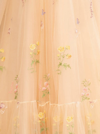 A-line Sweetheart Long Prom Dresses with Embroidery