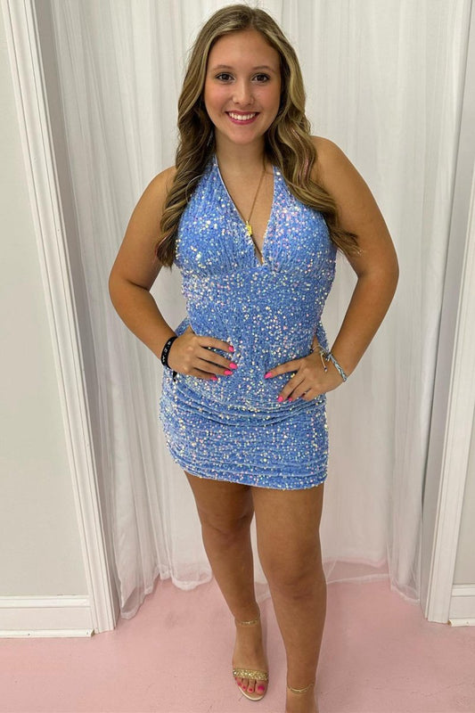 Halter Sequin Bodycon Homecoming Dresses