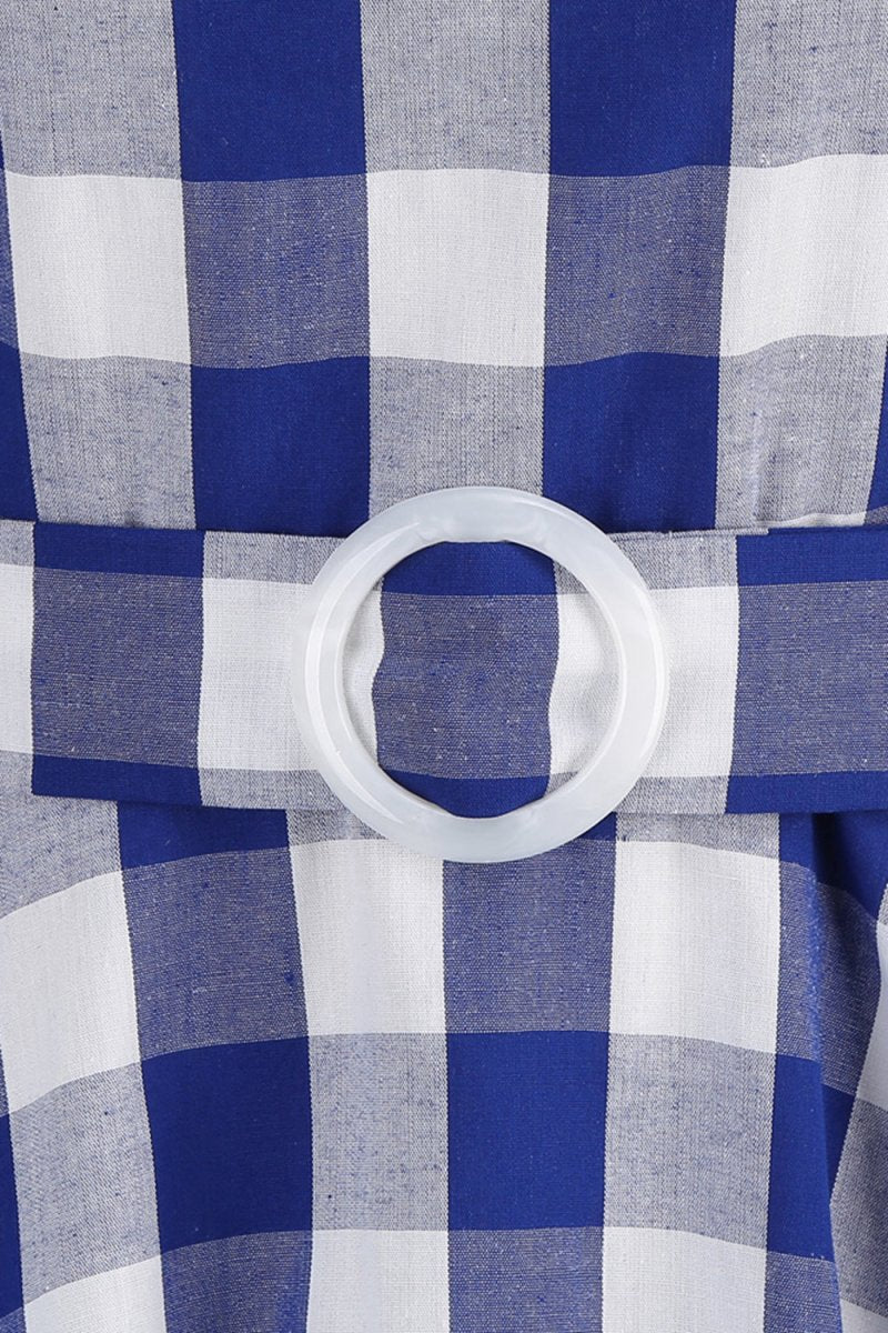 Halter Plaid Sleeveless 1950s Dresses with Belt